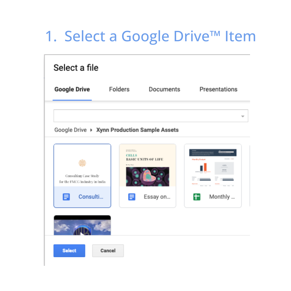 1. Select a Google Drive Item