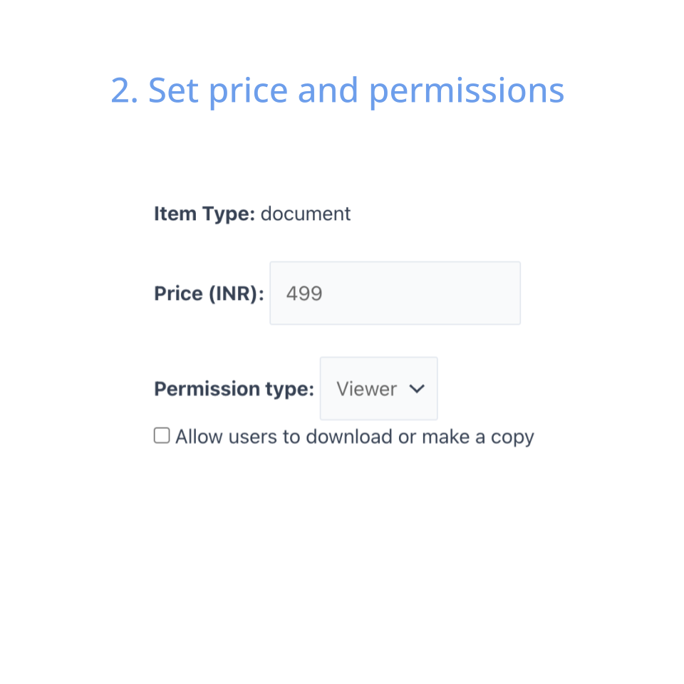 2. Set price and permissions